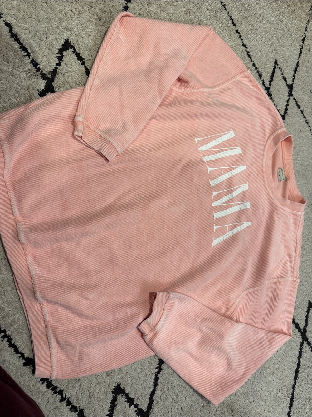 chika-d MAMA Pink Ribbed Crewneck Sweater m